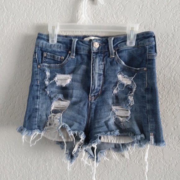 A2 Jean Shorts Distressed Denim Shorts Size S - Picture 1 of 6